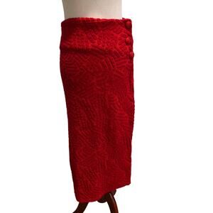RITA ROW Women's Textured Midi Skirt In Red